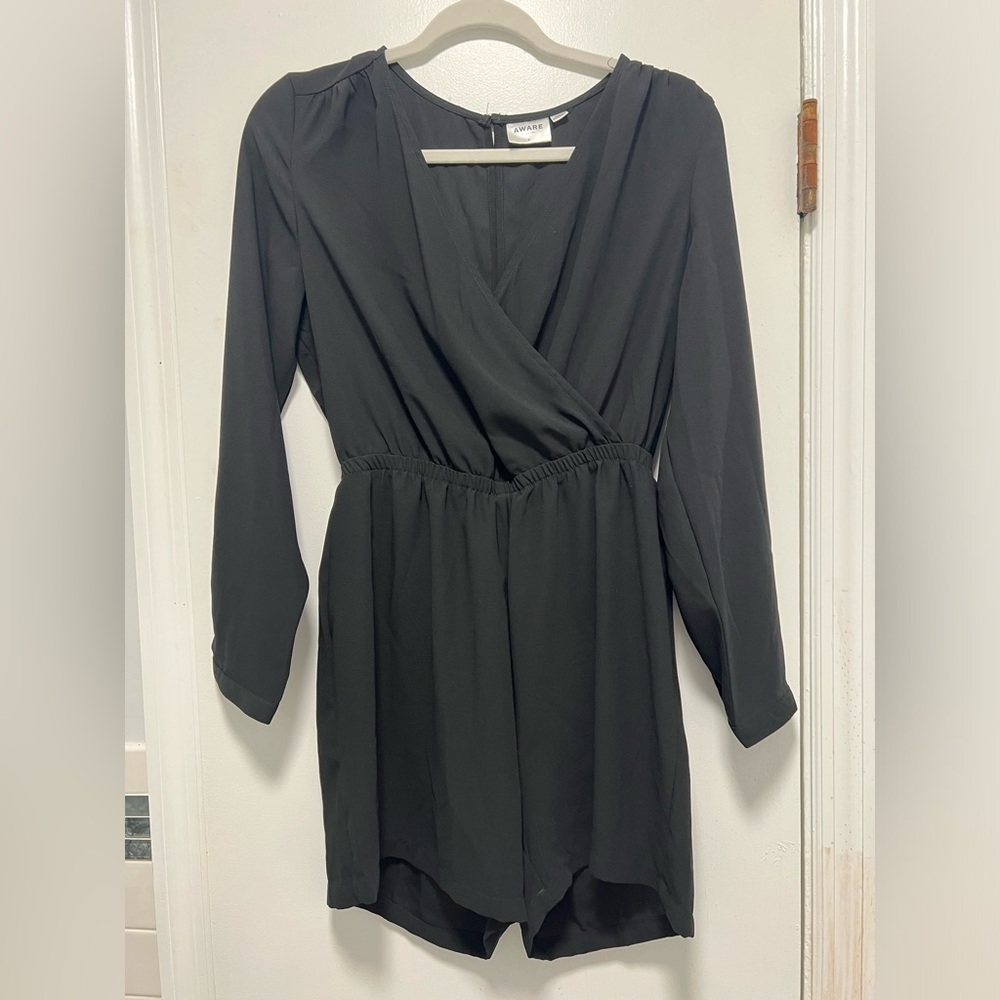 Black Short Long Sleeve One Piece